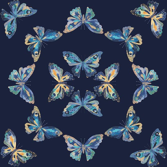 RoomMates Blue Papillon Peel & Stick Wallpaper